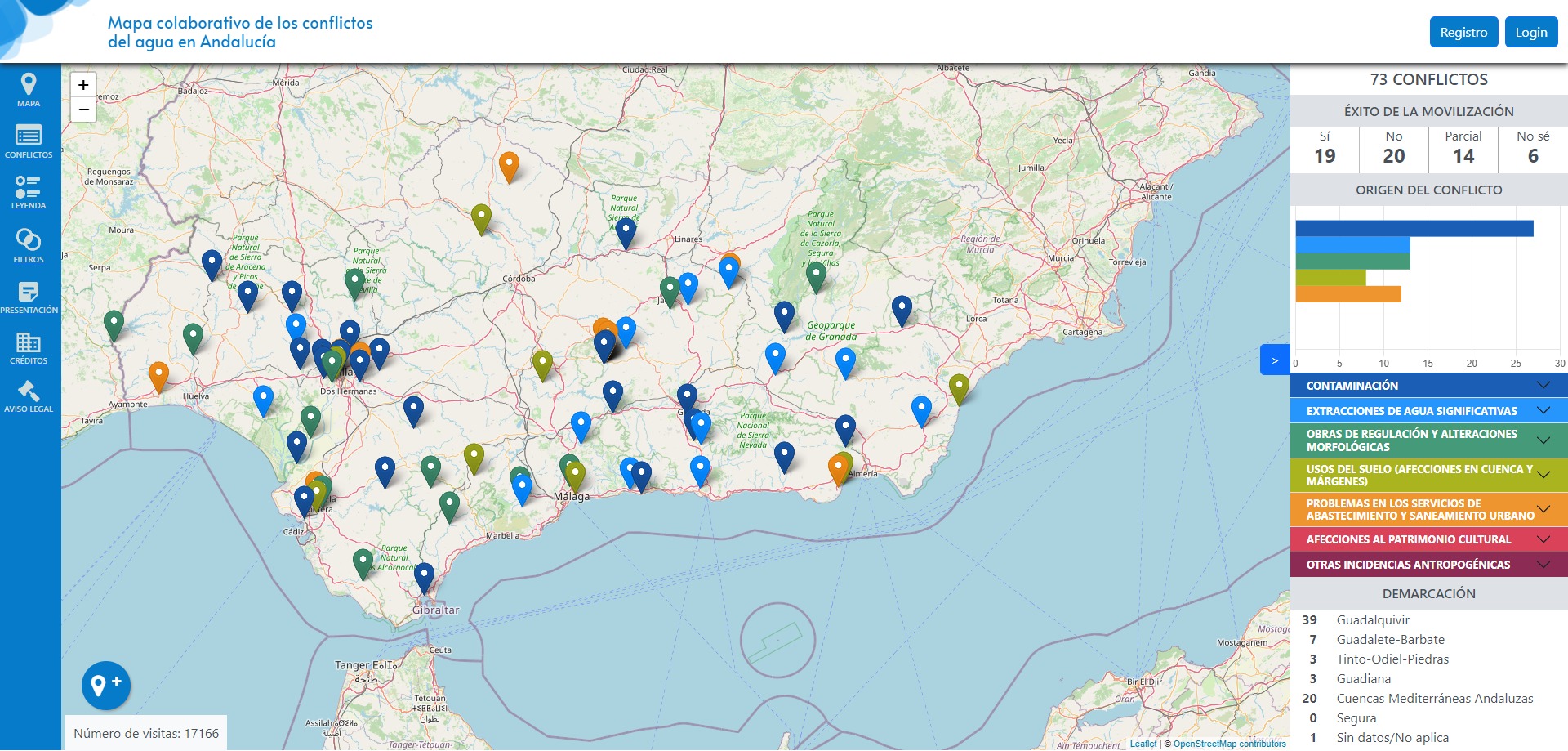Mapa colaborativo de los conflictos del agua en Andalucía